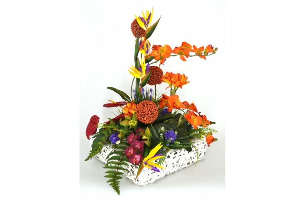 panier de fleurs orange